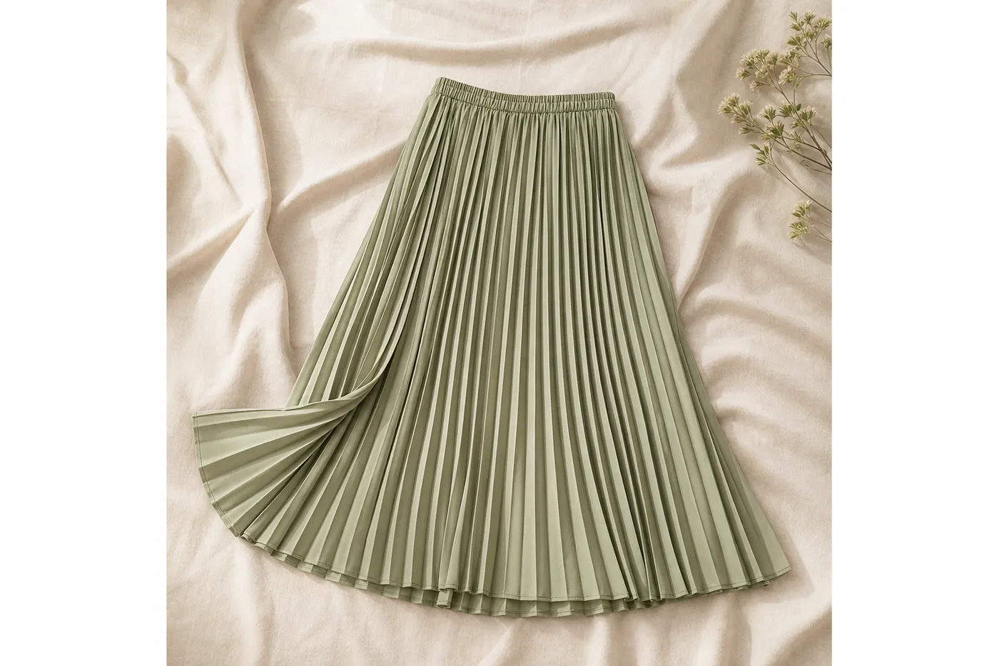 Signature Pleated Midi Skirt