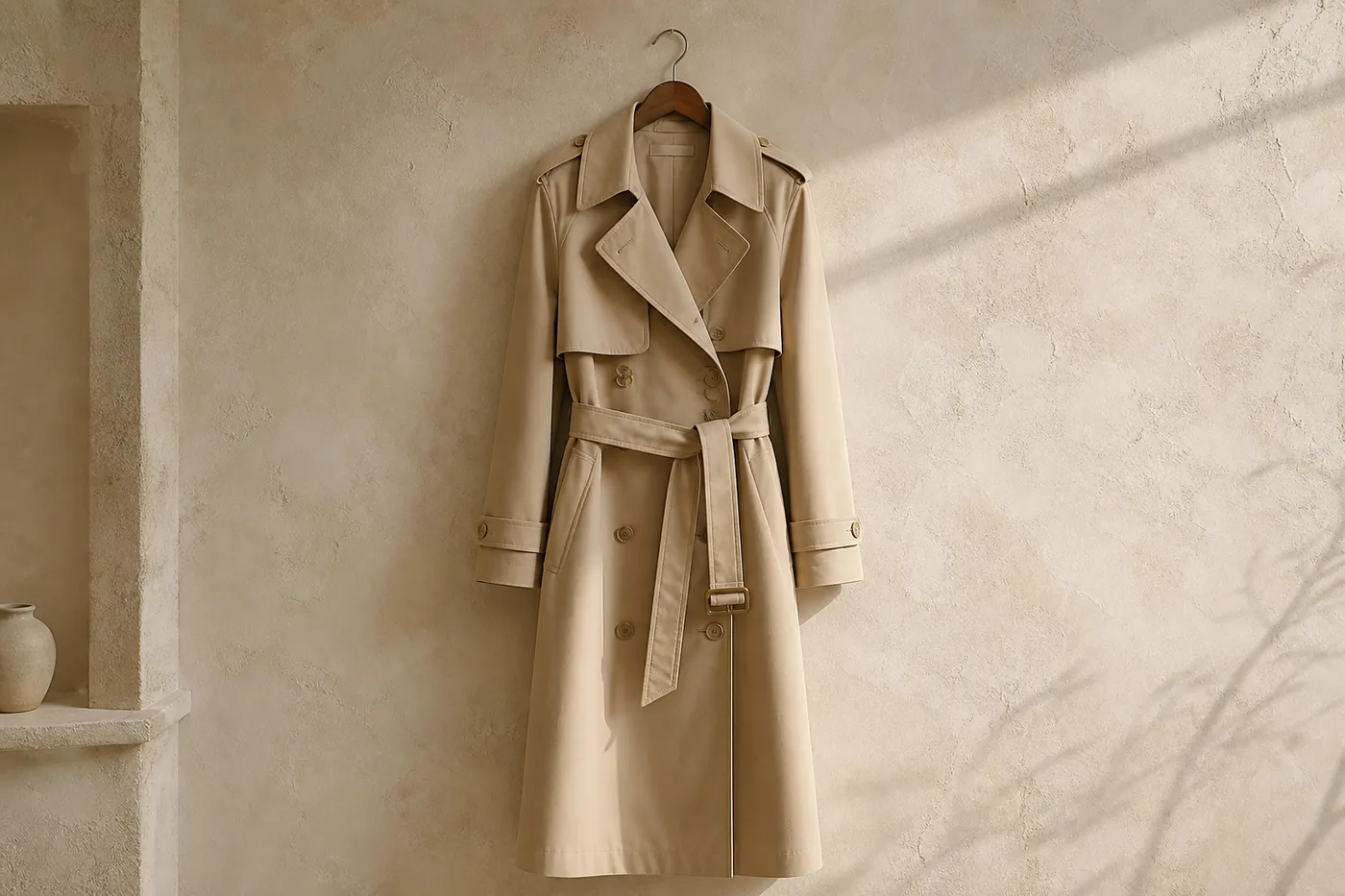 Iconic Long Cotton Trench in Mastic No.18