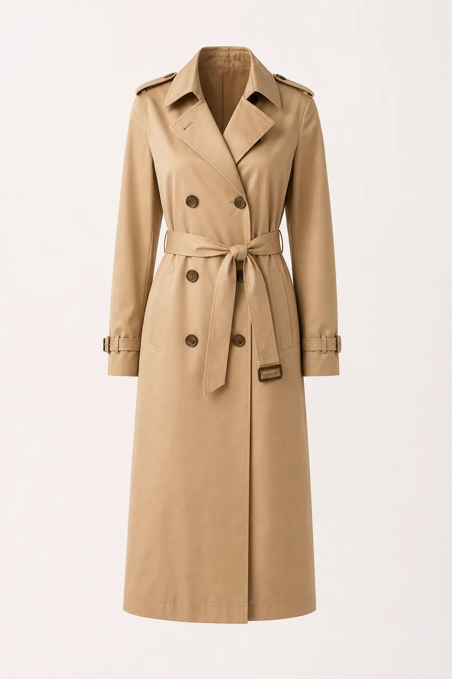 Signature Long Coated Cotton Trench